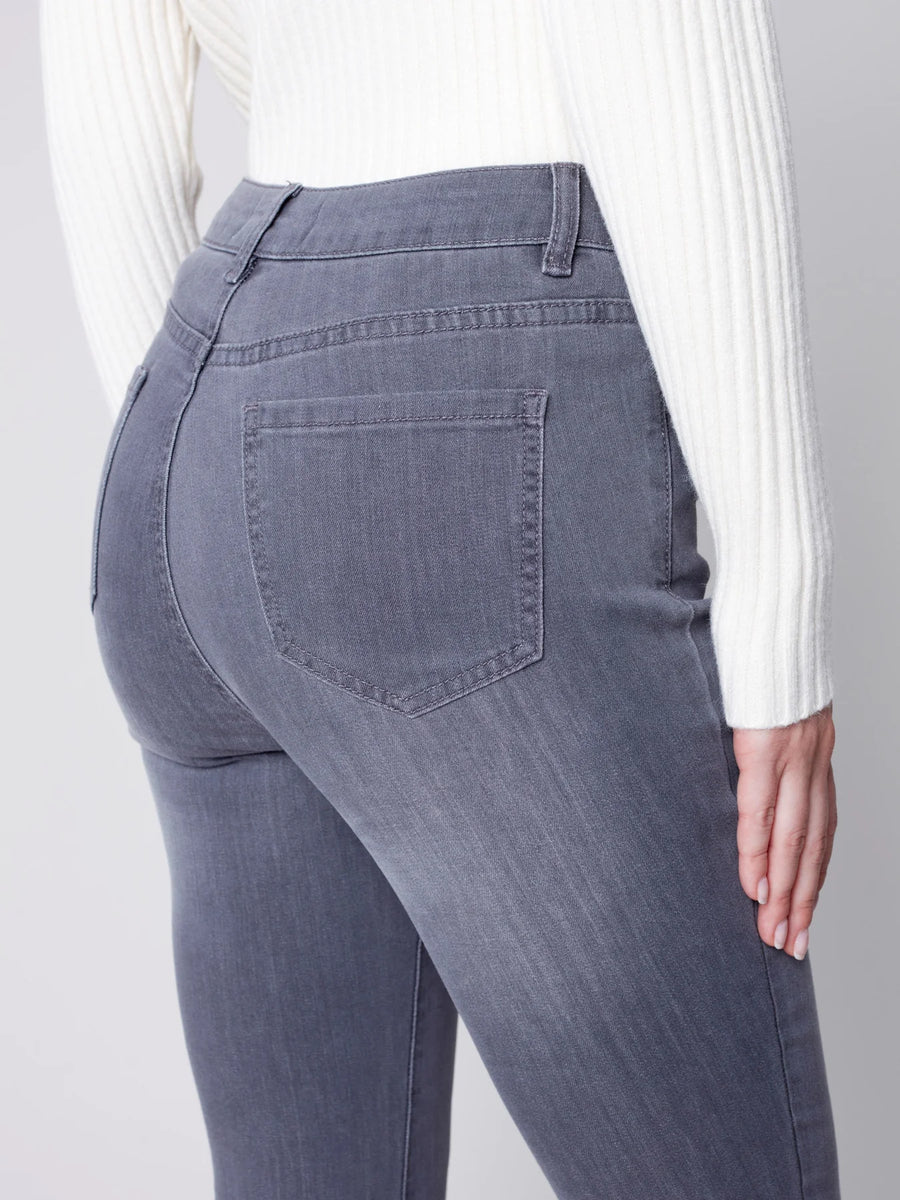 Charlie B Bootcut Jeans with Asymmetrical Fringed Hem Medium
