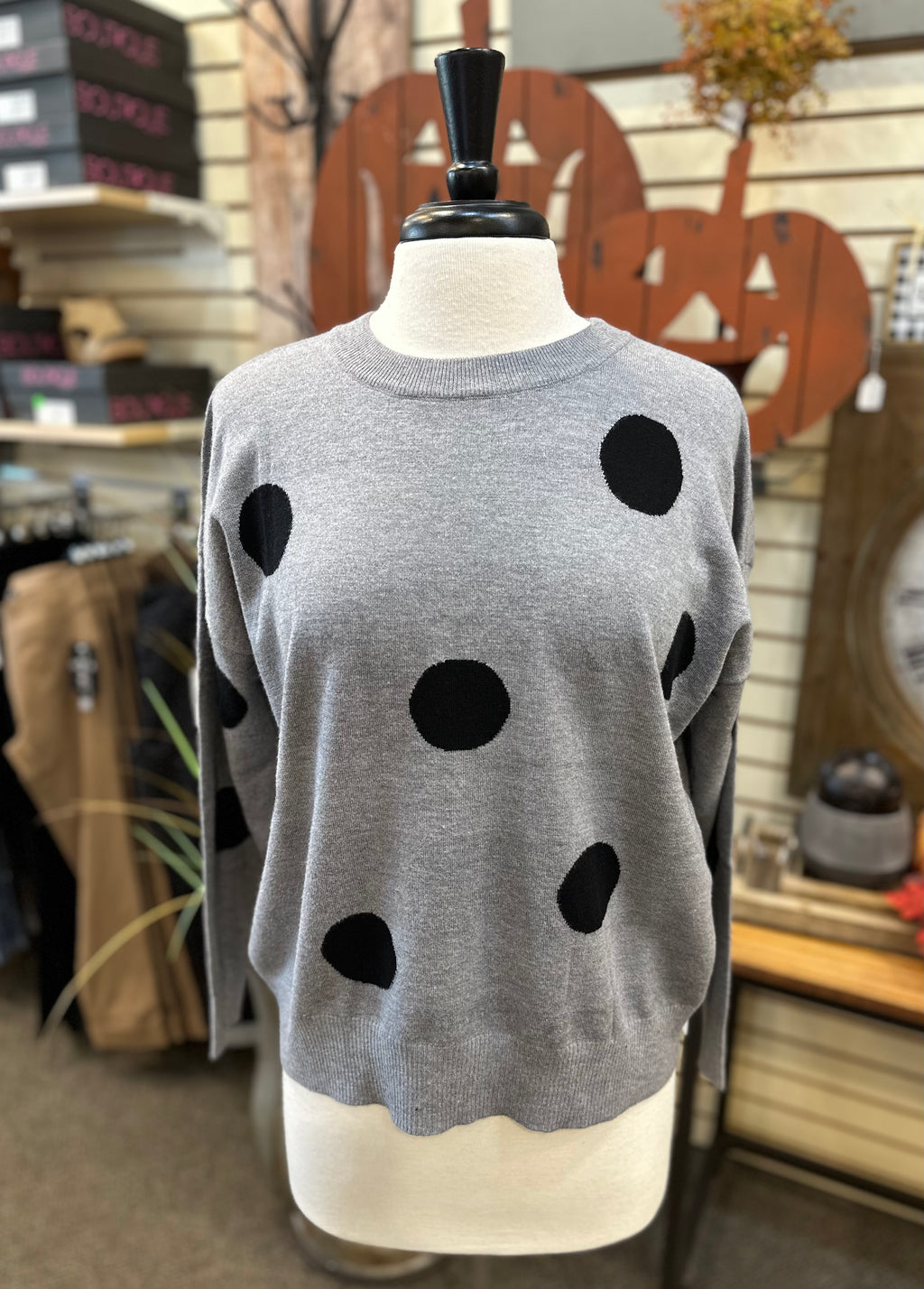 Keren Hart Polka Dot Crew Neck Sweater