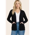 Basic Solid Sweater Cardigan with Pockets by Staccato - Black