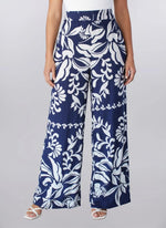 Keren Hart Floral Print Flowy Pant - Navy + White