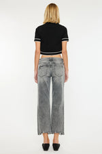 Kancan Midrise Cropped Straight Jeans with Rhinestone Details