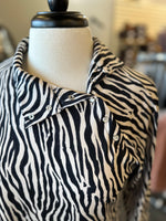 Lulu B UPF 50+ Snap Up Mock Neck with Pockets - Zebra