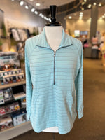 Lulu B Lurex Striped Quarter Zip - Seafoam