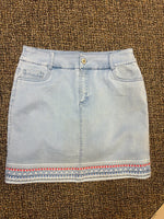 Lulu B Light Denim Skort with Patriotic Embroidery
