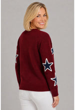 Ethyl Heavy Knit Star Cardigan - Burgandy