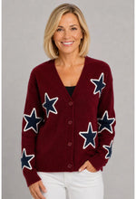 Ethyl Heavy Knit Star Cardigan - Burgandy