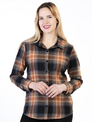 Cotton Plaid Button Down Top by Variations
