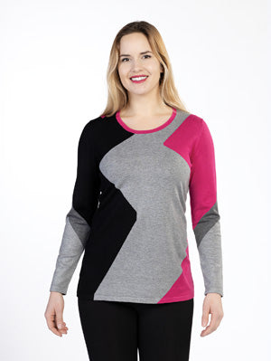 Round Neck Tri Colored Sweater by Variations