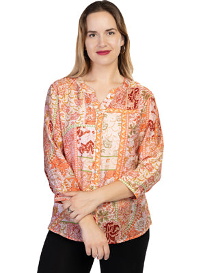 Paisley Print Button Down Blouse by Variations