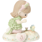 Precious Moments Growing in Grace Girl Collectible Figurine - AGE 3 BRUNETTE