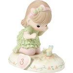 Precious Moments Growing in Grace Girl Collectible Figurine - AGE 3 BRUNETTE