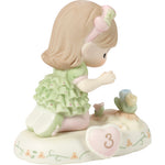 Precious Moments Growing in Grace Girl Collectible Figurine - AGE 3 BRUNETTE