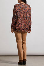 Tribal Fashions Copper Printed Crew Neck Top with Side Slits