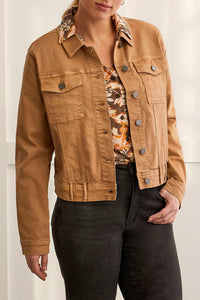 Tribal Fashions Classic Denim Jacket with Pleated Back - Cinnamon