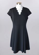 Keren Hart Fit + Flare Dress with Scalloped Neckline - Black