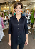 Lulu B UPF 50+ Button Down Blouse - Black