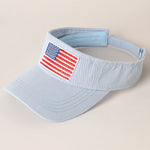 Rhinestone American Flag Patch Visor Summer Hat