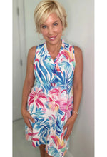 Ethyl Tropical Bubble Gauze Dress with Ruffled Collar