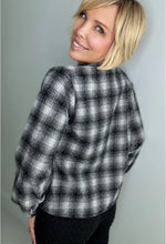 Ethyl Rhinestone Plaid Button Down Top with Tie