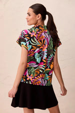 Tribal Sport UPF 50+ High Performance Dolman Zip-Front Sport Top - Tropical