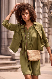 Tribal Fashions Linen Blend Button Front Jacket with Chest Pockets