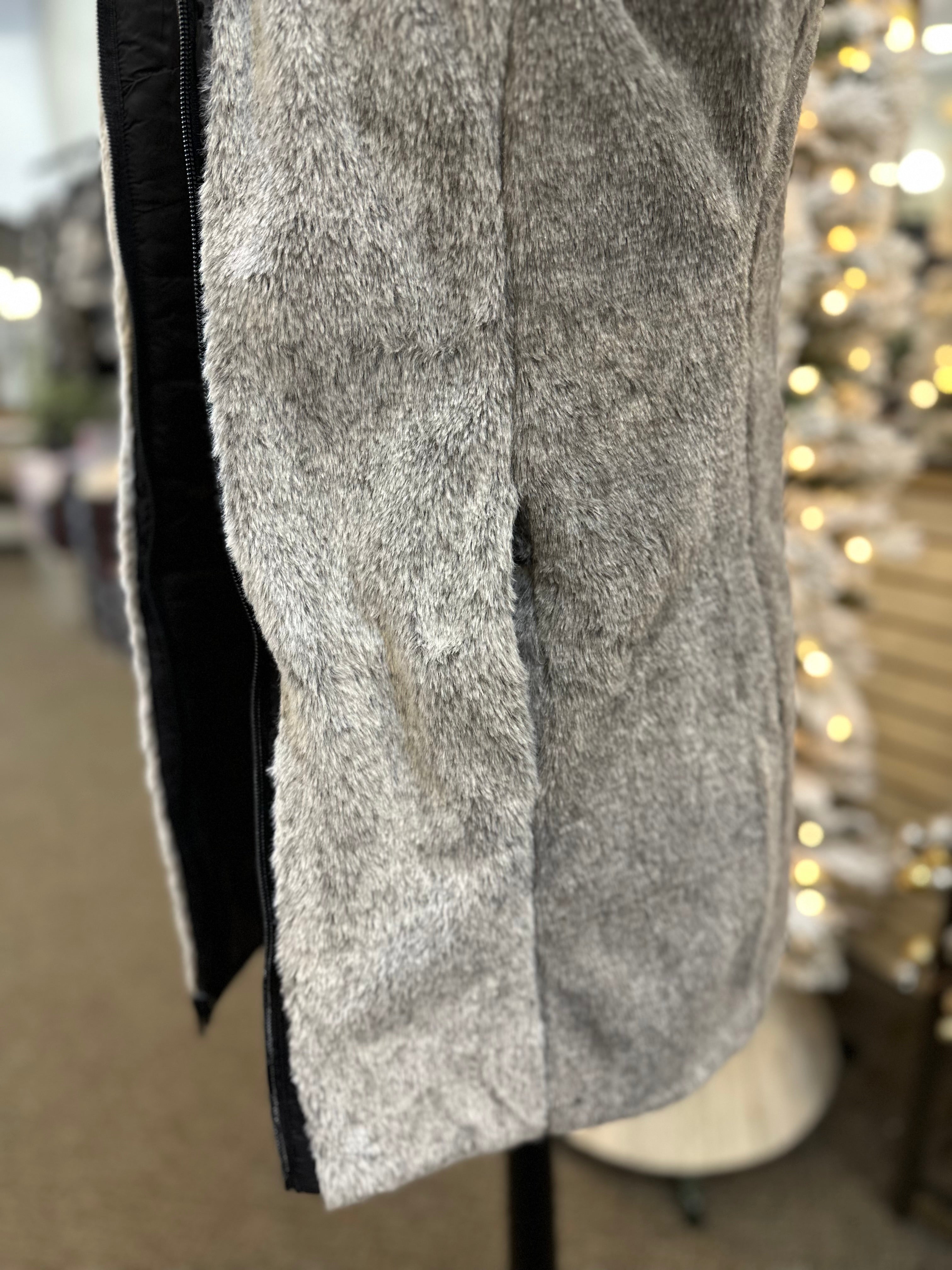 Keren Hart Reversible Maxi Vest - Black to Faux Fur
