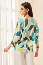 Tribal Fashions 3/4 Sleeve Crew Neck Sweater - Aqua Sky