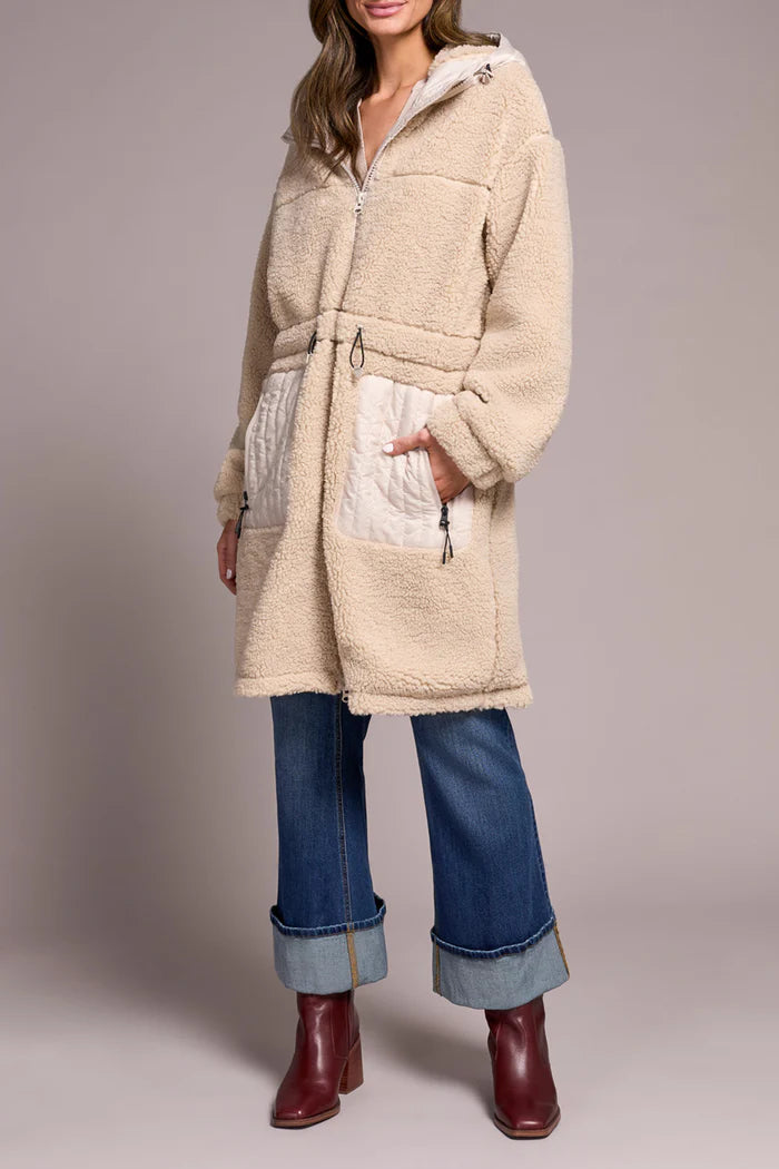 Tribal Fashions Faux Sherpa Zip-Front Hooded Coat With Drawcord