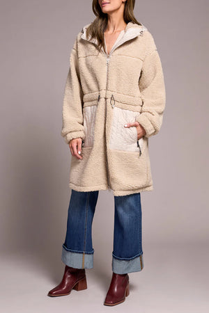 Tribal Fashions Faux Sherpa Zip-Front Hooded Coat With Drawcord
