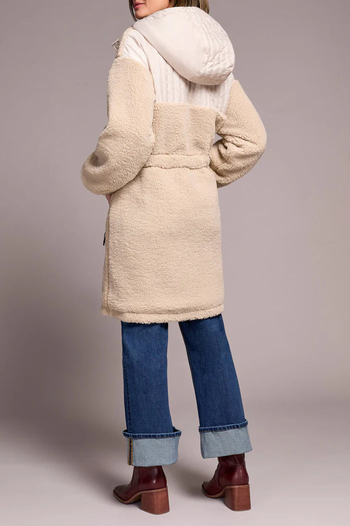 Tribal Fashions Faux Sherpa Zip-Front Hooded Coat With Drawcord