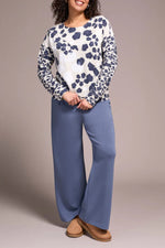 Tribal Fashions French Terry Long-Sleeve Crew Neck Top