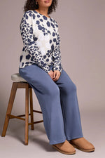 Tribal Fashions French Terry Long-Sleeve Crew Neck Top