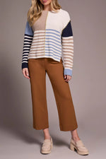 Tribal Fashions Multi Stripe Textured Boat Neck Sweater