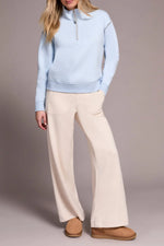 Tribal Fashions French Terry Stitch-Accent Zip Funnel Neck Sweater