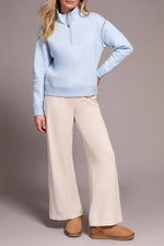 Tribal Fashions French Terry Stitch-Accent Zip Funnel Neck Sweater