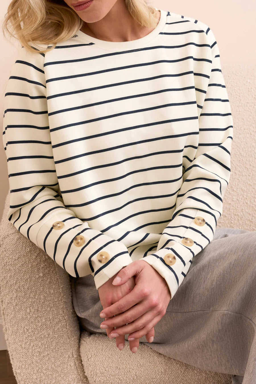 Tribal Fashions Striped Scuba Long Sleeve Top