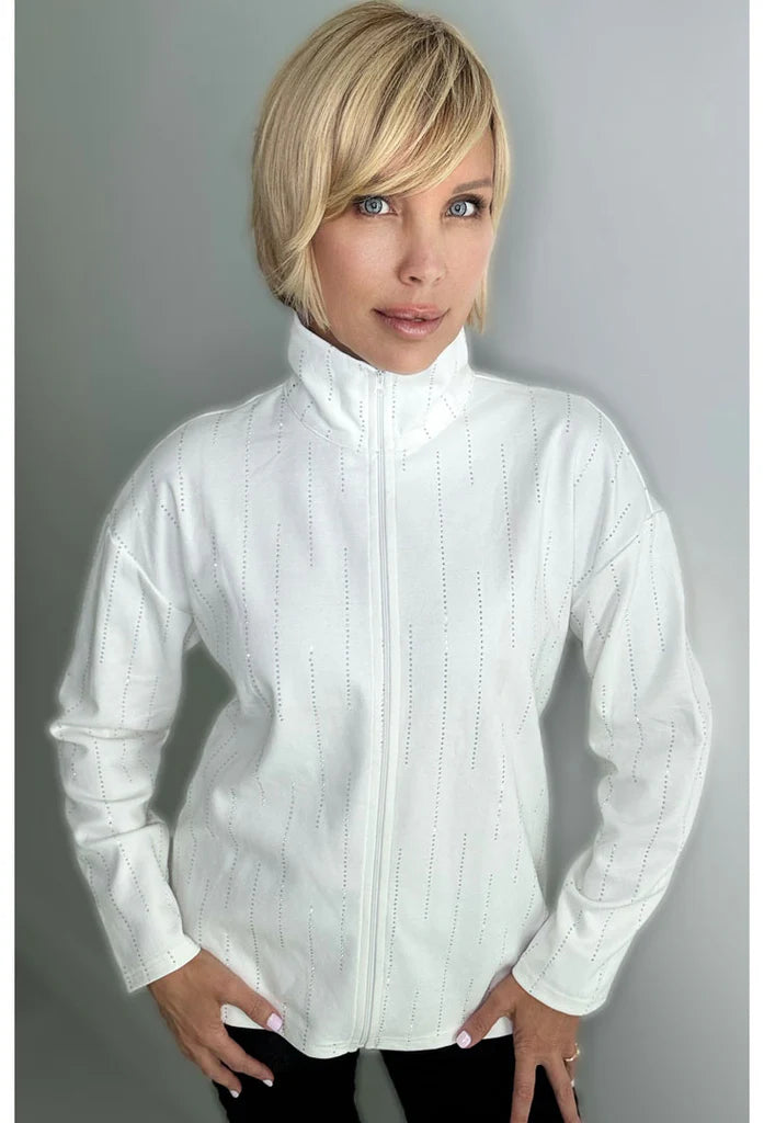 Ethyl Full Zip Jacket with Rhinestones