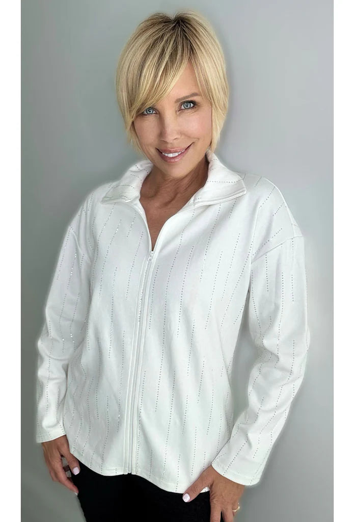 Ethyl Full Zip Jacket with Rhinestones