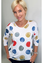 Ethyl Polka-Dot 3/4 Sleeve Cotton Top