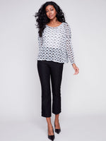 Charlie B Printed Crinkle Mesh Relax Top - Checkered