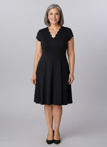 Keren Hart Fit + Flare Dress with Scalloped Neckline - Black