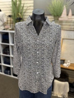 Lulu B UPF 50+ Button Down Blouse - Mini Leopard