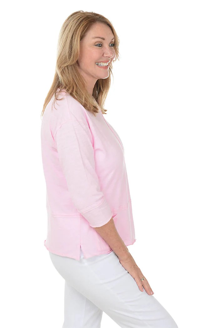 Wild Palms Double Pocket Cotton 3/4 Sleeve Top