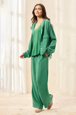 Tribal Fashions lightweight linen Button Front Hooded Jacket - Grass