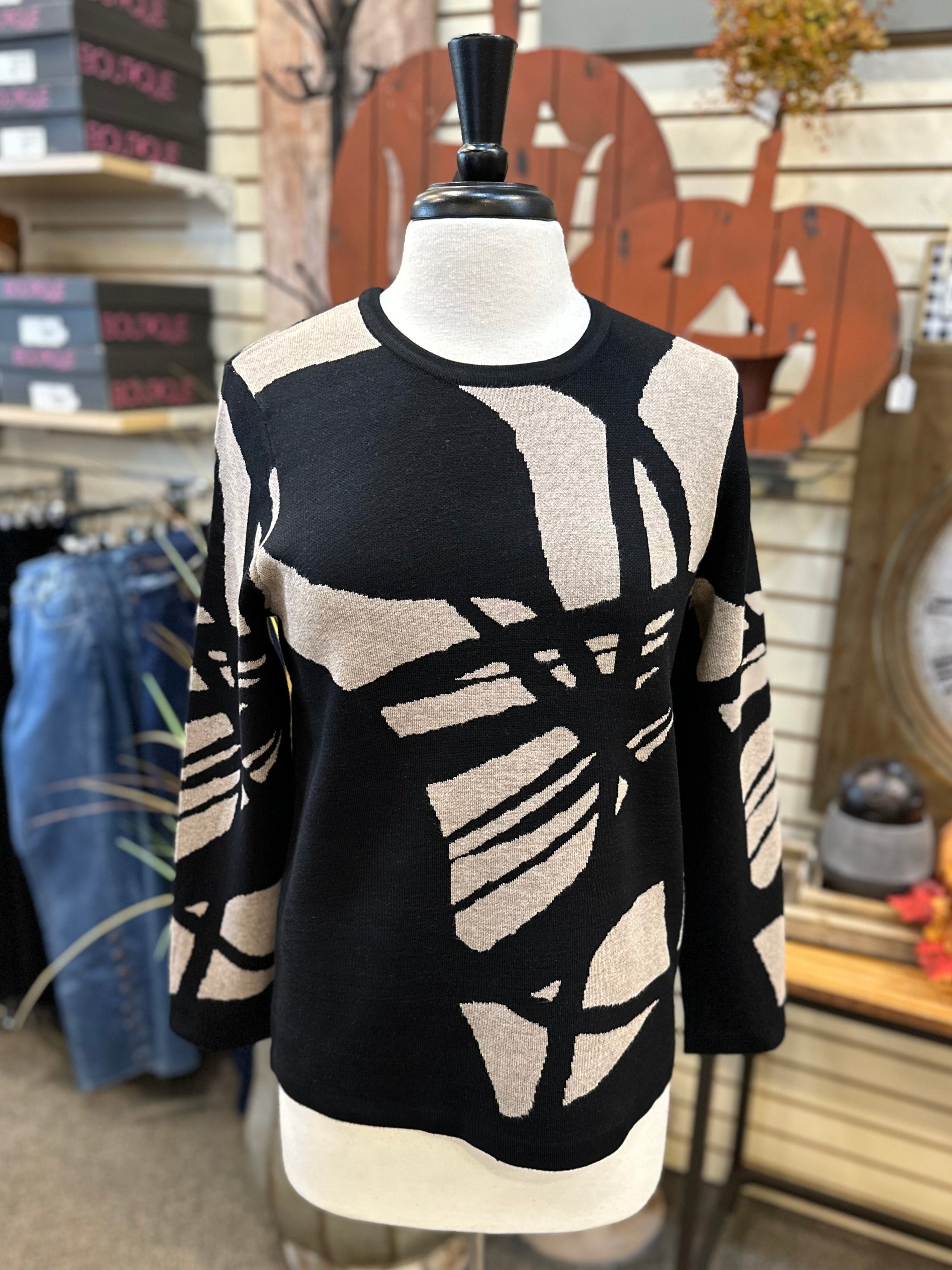 Abstract Print Knit Sweater by SUNDAY