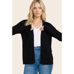 Basic Solid Sweater Cardigan with Pockets by Staccato - Black