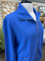 Lulu B Waffle Knit Full Zip Jacket - Blue