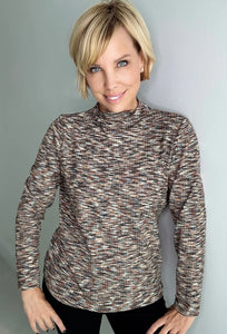 Ethyl Space Dye Mock Neck Long Sleeve Top