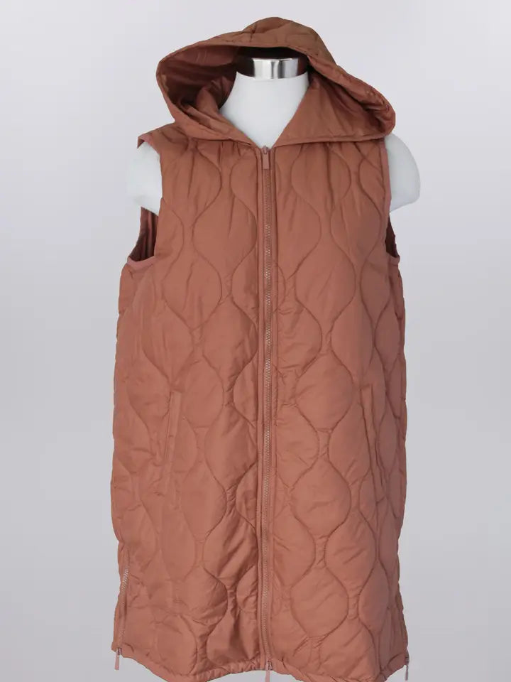 Quilted Maxi Vest with Hood by Keren Hart