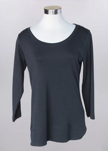 Keren Hart 3/4 Sleeve Cotton Scoop Neck - Black
